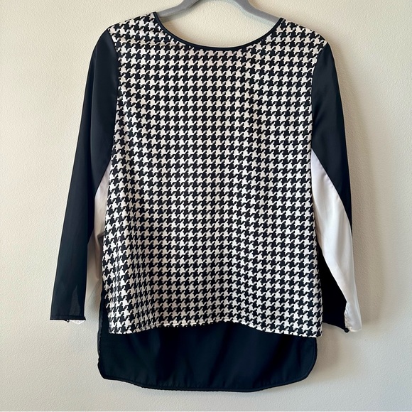 Vince Camuto Small Black and White Houndstooth Blouse - Picture 1 of 5